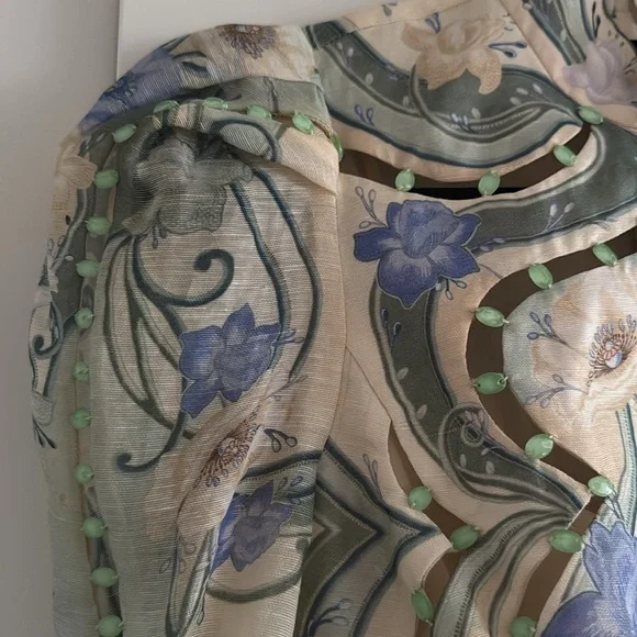 Zimmermann Tan and Blue Long Sleeve Sundress - Picture 3 of 9